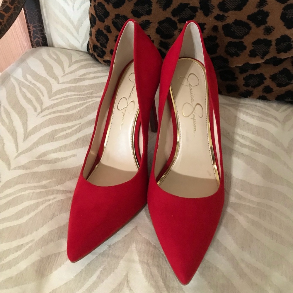 Red Suede Jessica Simpson 4” heels